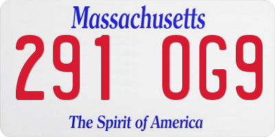MA license plate 291OG9