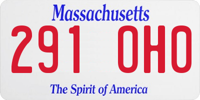 MA license plate 291OH0