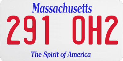 MA license plate 291OH2