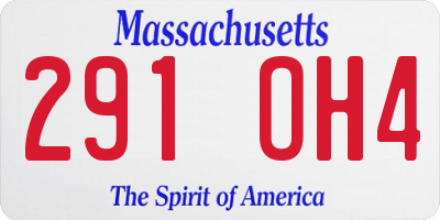 MA license plate 291OH4