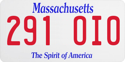 MA license plate 291OI0