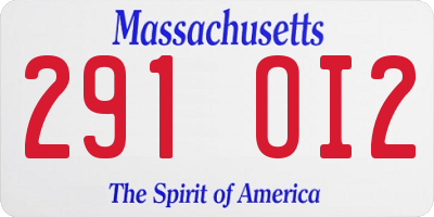MA license plate 291OI2
