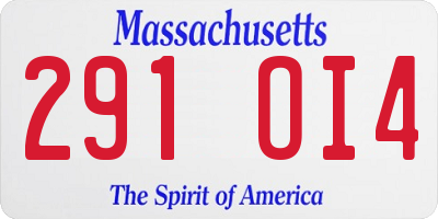 MA license plate 291OI4
