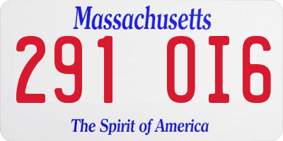 MA license plate 291OI6
