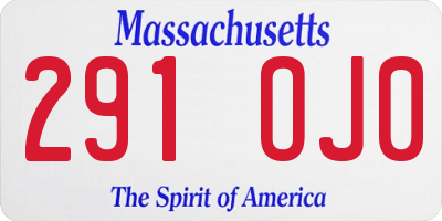 MA license plate 291OJ0