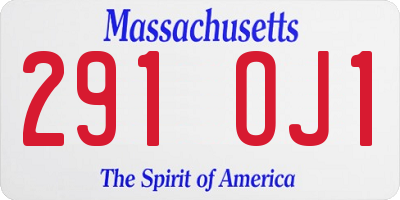 MA license plate 291OJ1