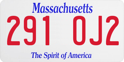 MA license plate 291OJ2