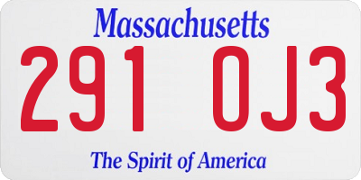 MA license plate 291OJ3