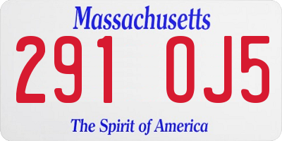MA license plate 291OJ5