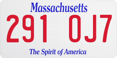 MA license plate 291OJ7