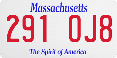 MA license plate 291OJ8
