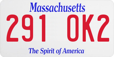 MA license plate 291OK2