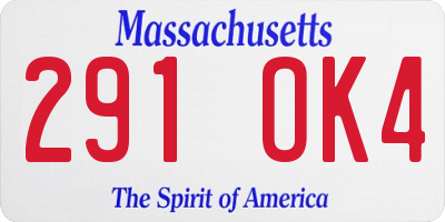 MA license plate 291OK4