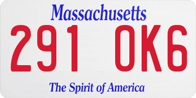 MA license plate 291OK6