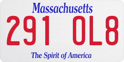 MA license plate 291OL8