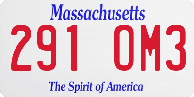 MA license plate 291OM3