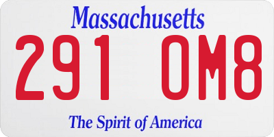 MA license plate 291OM8