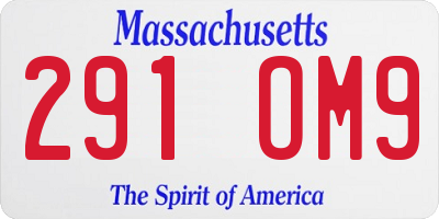 MA license plate 291OM9