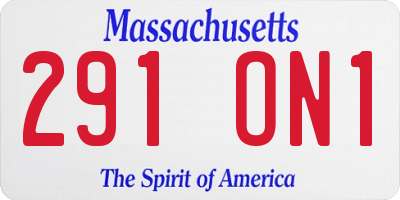 MA license plate 291ON1