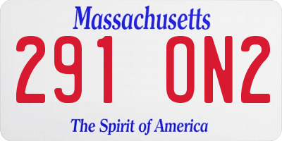 MA license plate 291ON2