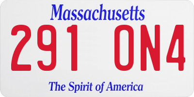 MA license plate 291ON4