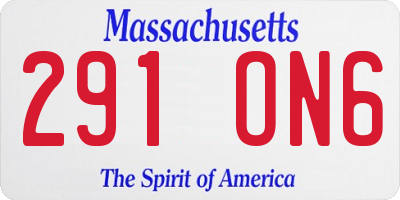 MA license plate 291ON6