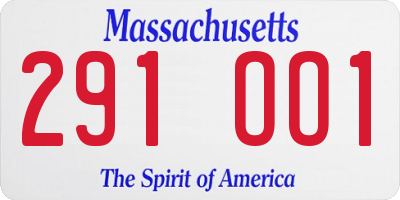 MA license plate 291OO1