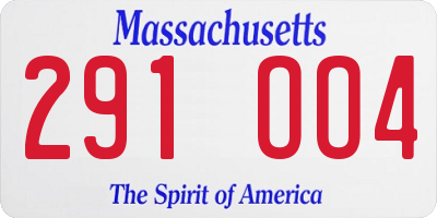 MA license plate 291OO4