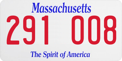 MA license plate 291OO8