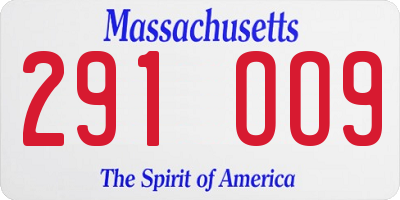 MA license plate 291OO9