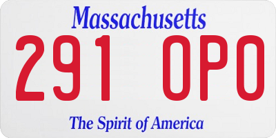 MA license plate 291OP0