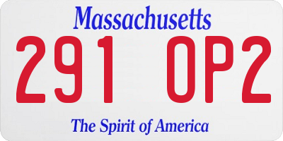 MA license plate 291OP2