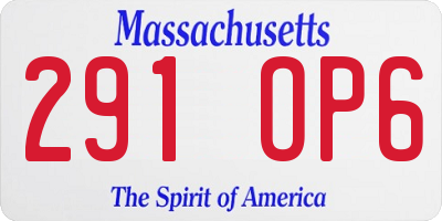 MA license plate 291OP6