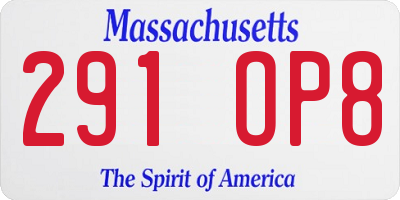 MA license plate 291OP8