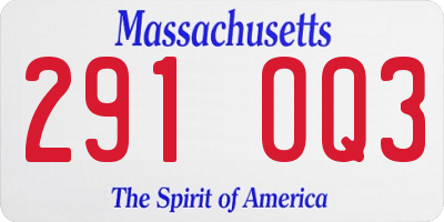 MA license plate 291OQ3
