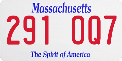 MA license plate 291OQ7