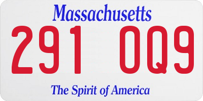 MA license plate 291OQ9
