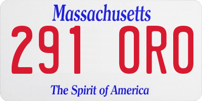 MA license plate 291OR0