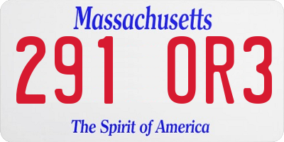 MA license plate 291OR3