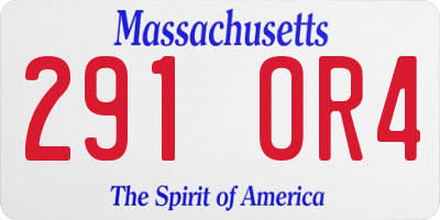 MA license plate 291OR4