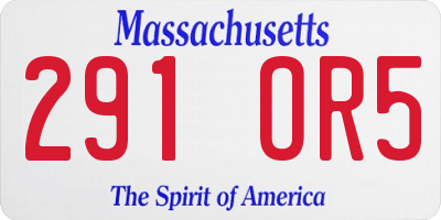 MA license plate 291OR5