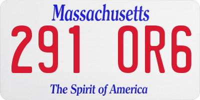 MA license plate 291OR6
