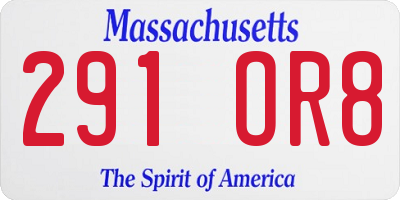 MA license plate 291OR8