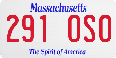 MA license plate 291OS0