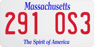 MA license plate 291OS3