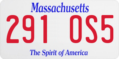 MA license plate 291OS5