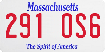 MA license plate 291OS6