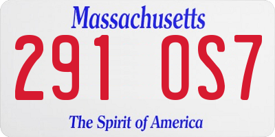MA license plate 291OS7