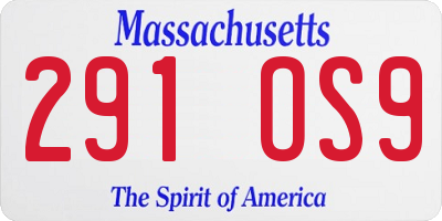 MA license plate 291OS9