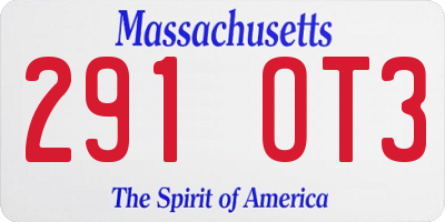 MA license plate 291OT3